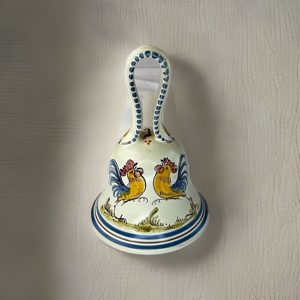 Ceramic Bell Hand Painted Signed Art Country Farm Kitchen